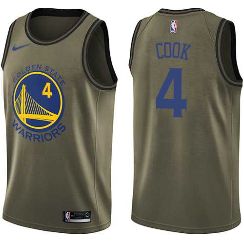Men's Nike Golden State Warriors #4 Quinn Cook Green NBA Swingman Salute to Service Jersey