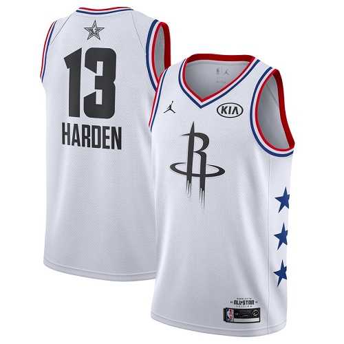 Men's Nike Houston Rockets #13 James Harden White Basketball Jordan Swingman 2019 All-Star Game Jersey