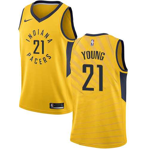 Men's Nike Indiana Pacers #21 Thaddeus Young Gold NBA Swingman Statement Edition Jersey
