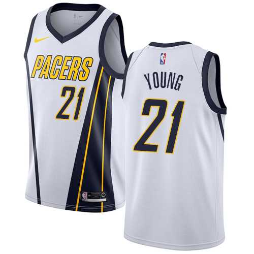 Men's Nike Indiana Pacers #21 Thaddeus Young White NBA Swingman Earned Edition Jersey