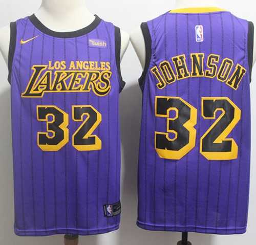 Men's Nike Los Angeles Lakers #32 Magic Johnson Purple NBA Swingman City Edition 2018-19 Jersey