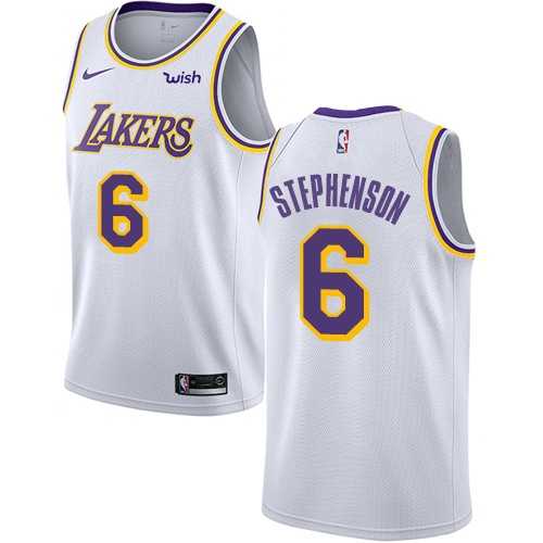 Men's Nike Los Angeles Lakers #6 Lance Stephenson White NBA Swingman Association Edition Jersey