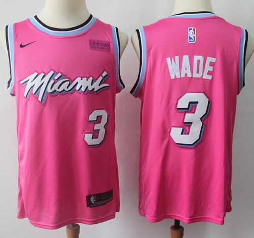 Men's Nike Miami Heat #3 Dwyane Wade Pink NBA Swingman Earned Edition Jersey