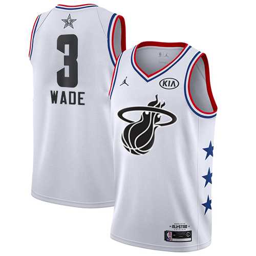 Men's Nike Miami Heat #3 Dwyane Wade White Basketball Jordan Swingman 2019 All-Star Game Jersey