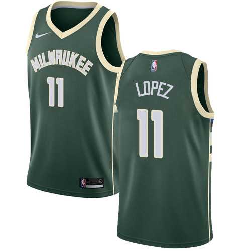 Men's Nike Milwaukee Bucks #11 Brook Lopez Green NBA Swingman Icon Edition Jersey