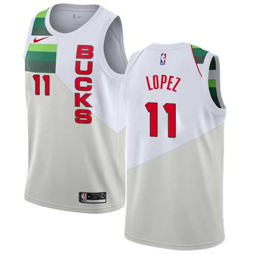 Men's Nike Milwaukee Bucks #11 Brook Lopez White NBA Swingman Earned Edition Jersey