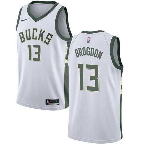 Men's Nike Milwaukee Bucks #13 Malcolm Brogdon White NBA Swingman Association Edition Jersey
