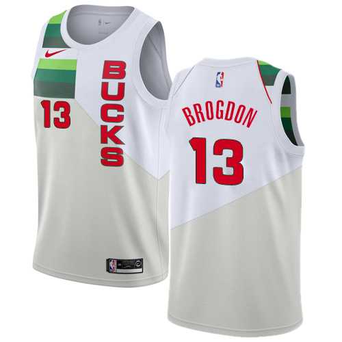 Men's Nike Milwaukee Bucks #13 Malcolm Brogdon White NBA Swingman Earned Edition Jersey