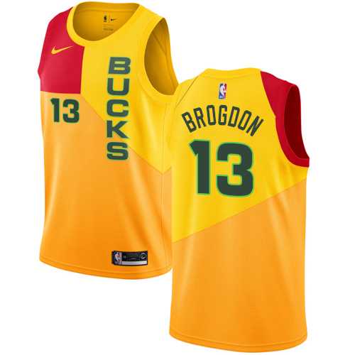 Men's Nike Milwaukee Bucks #13 Malcolm Brogdon Yellow NBA Swingman City Edition 2018-19 Jersey