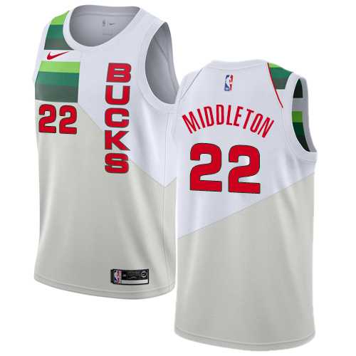 Men's Nike Milwaukee Bucks #22 Khris Middleton White NBA Swingman Earned Edition Jersey