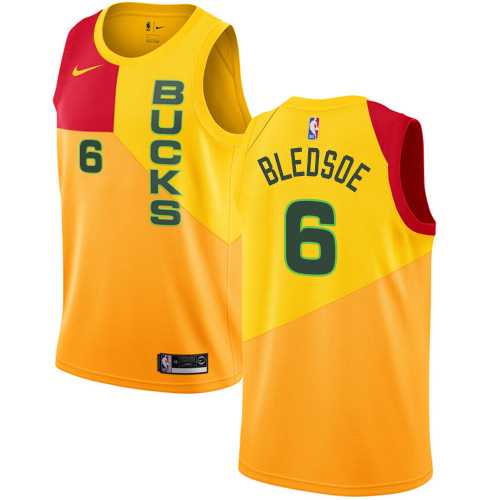 Men's Nike Milwaukee Bucks #6 Eric Bledsoe Yellow NBA Swingman City Edition 2018-19 Jersey