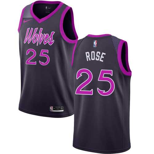 Men's Nike Minnesota Timberwolves #25 Derrick Rose Purple NBA Swingman City Edition 2018-19 Jersey