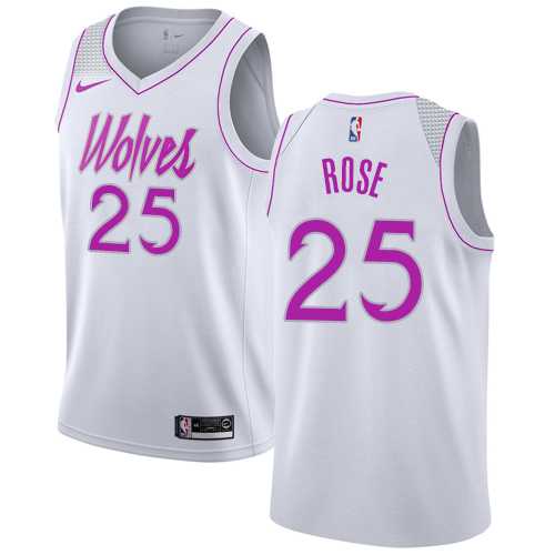Men's Nike Minnesota Timberwolves #25 Derrick Rose White NBA Swingman Earned Edition Jersey