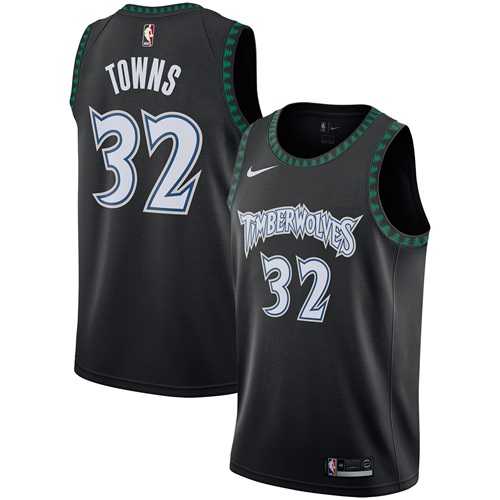 Men's Nike Minnesota Timberwolves #32 Karl-Anthony Towns Black NBA Swingman Hardwood Classics Jersey