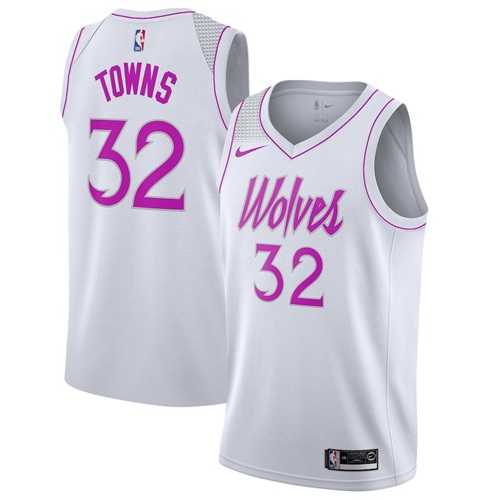Men's Nike Minnesota Timberwolves #32 Karl-Anthony Towns White NBA Swingman Earned Edition Jersey
