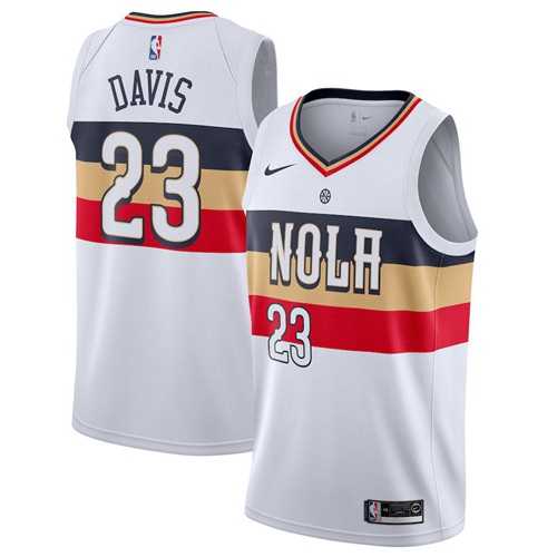 Men's Nike New Orleans Pelicans #23 Anthony Davis White NBA Swingman Earned Edition Jersey