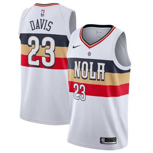 Men's Nike New Orleans Pelicans #23 Anthony Davis White NBA Swingman Earned Edition Jersey Men's Nike New Orleans Pelicans #23 Anthony Davis White NBA Swingman Earned Edition Jersey