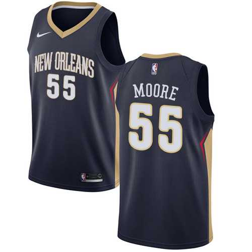 Men's Nike New Orleans Pelicans #55 E'Twaun Moore Navy NBA Swingman Icon Edition Jersey