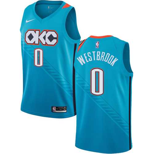 Men's Nike Oklahoma City Thunder #0 Russell Westbrook Turquoise NBA Swingman City Edition 2018-19 Jersey