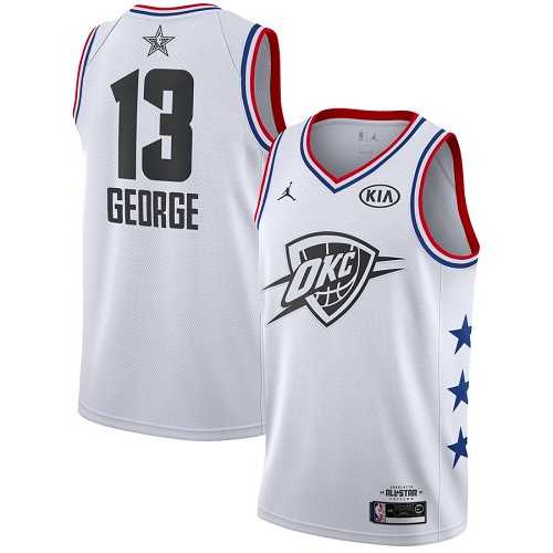 Men's Nike Oklahoma City Thunder #13 Paul George White Basketball Jordan Swingman 2019 All-Star Game Jersey