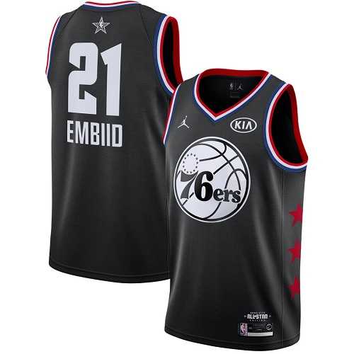 Men's Nike Philadelphia 76ers #21 Joel Embiid Black Basketball Jordan Swingman 2019 All-Star Game Jersey