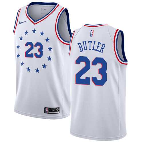 Men's Nike Philadelphia 76ers #23 Jimmy Butler White NBA Swingman Earned Edition Jersey