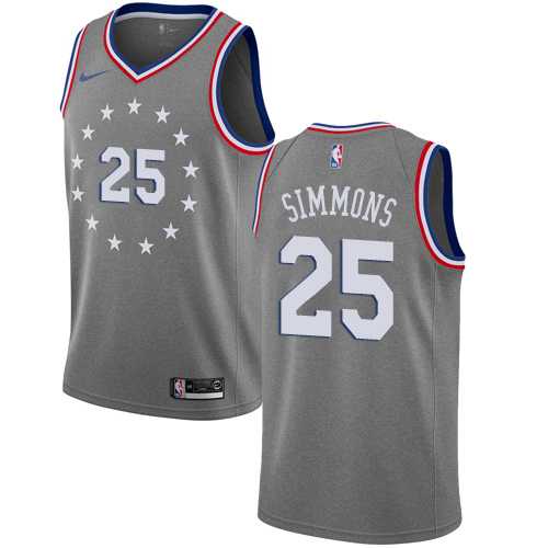 Men's Nike Philadelphia 76ers #25 Ben Simmons Gray NBA Swingman City Edition 2018-19 Jersey