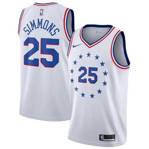 Men's Nike Philadelphia 76ers #25 Ben Simmons White NBA Swingman Earned Edition Jersey