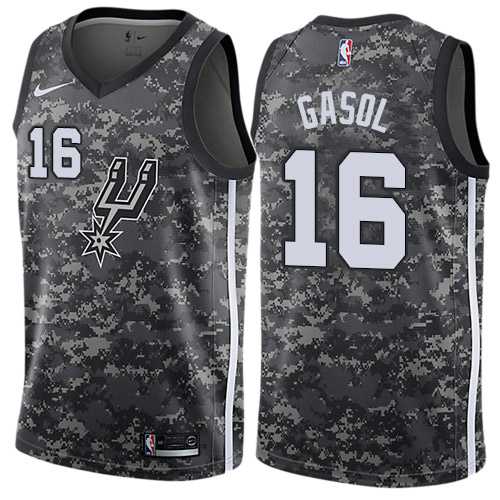 Men's Nike San Antonio Spurs #16 Pau Gasol Black NBA Swingman City Edition 2018-19 Jersey