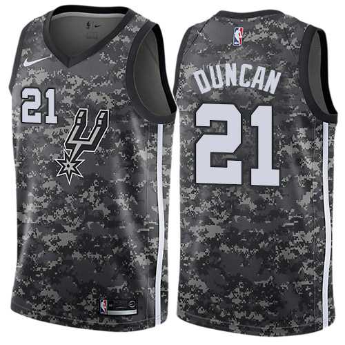 Men's Nike San Antonio Spurs #21 Tim Duncan Black NBA Swingman City Edition 2018-19 Jersey