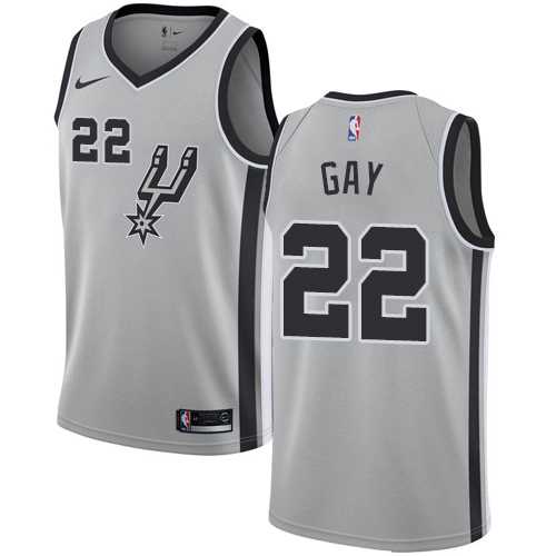 Men's Nike San Antonio Spurs #22 Rudy Gay Silver NBA Swingman Statement Edition Jersey