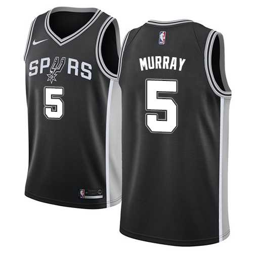 Men's Nike San Antonio Spurs #5 Dejounte Murray Black NBA Swingman Icon Edition Jersey