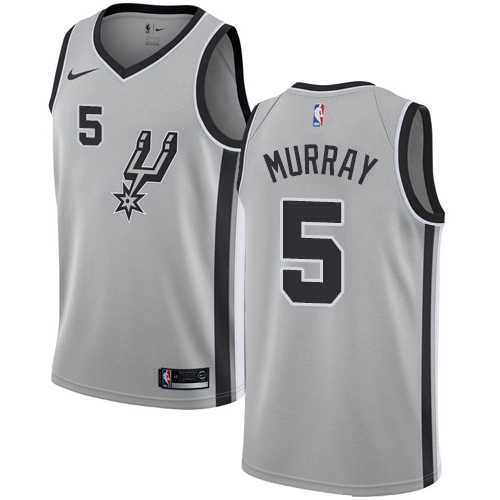 Men's Nike San Antonio Spurs #5 Dejounte Murray Silver NBA Swingman Statement Edition Jersey