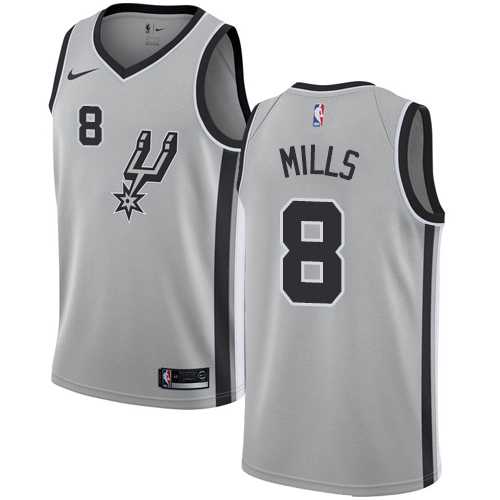 Men's Nike San Antonio Spurs #8 Patty Mills Silver NBA Swingman Statement Edition Jersey