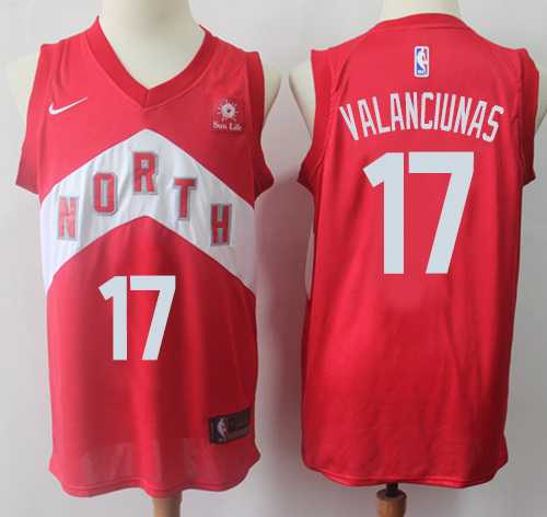 Men's Nike Toronto Raptors #17 Jonas Valanciunas Red Basketball Swingman Earned Edition Jersey