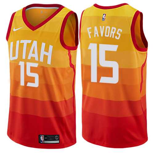Men's Nike Utah Jazz #15 Derrick Favors Orange NBA Swingman City Edition Jersey