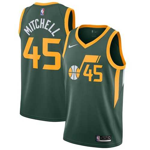Men's Nike Utah Jazz #45 Donovan Mitchell Green NBA Swingman Earned Edition Jersey