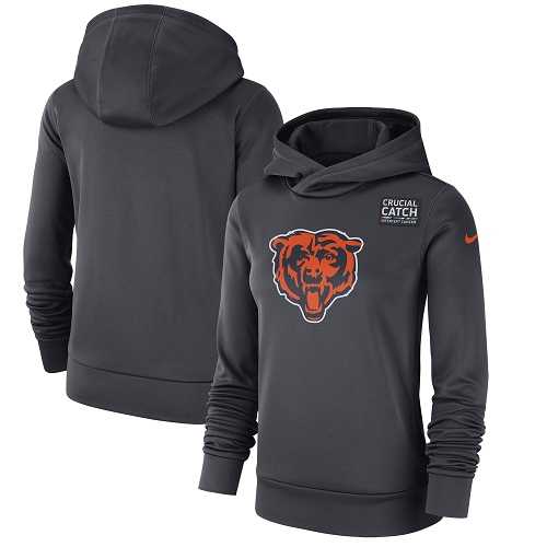 NFL Women's Chicago Bears Nike Anthracite Crucial Catch Performance Pullover Hoodie