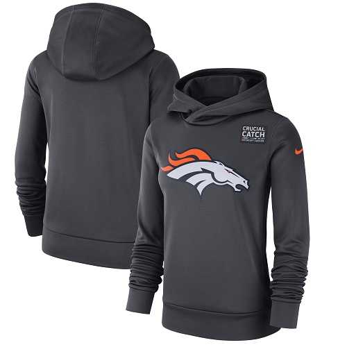 NFL Women's Denver Broncos Nike Anthracite Crucial Catch Performance Pullover Hoodie