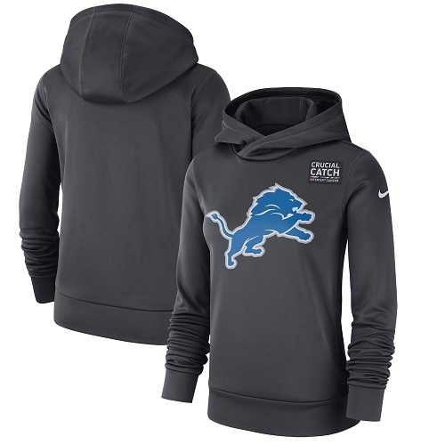 NFL Women's Detroit Lions Nike Anthracite Crucial Catch Performance Pullover Hoodie