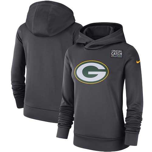 NFL Women's Green Bay Packers Nike Anthracite Crucial Catch Performance Pullover Hoodie