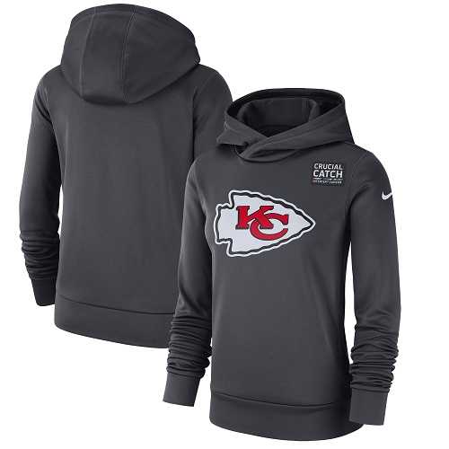 NFL Women's Kansas City Chiefs Nike Anthracite Crucial Catch Performance Pullover Hoodie