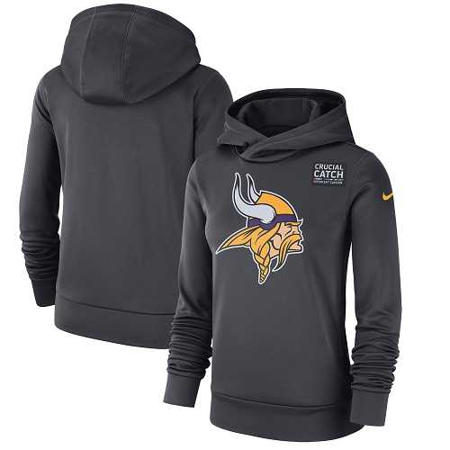 NFL Women's Minnesota Vikings Nike Anthracite Crucial Catch Performance Pullover Hoodie