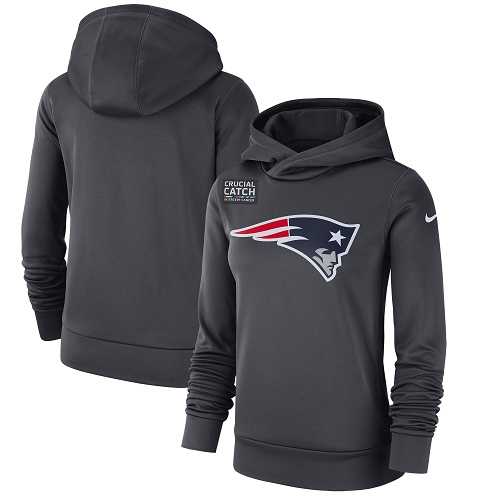 NFL Women's New England Patriots Nike Anthracite Crucial Catch Performance Pullover Hoodie