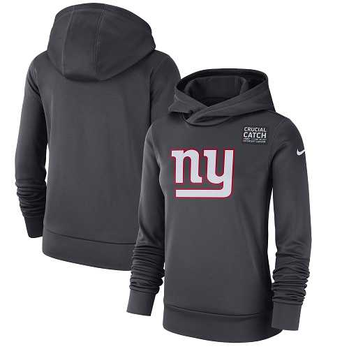 NFL Women's New York Giants Nike Anthracite Crucial Catch Performance Pullover Hoodie