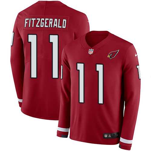 Nike Arizona Cardinals #11 Larry Fitzgerald Red Team Color Men's Stitched NFL Limited Therma Long Sleeve Jersey