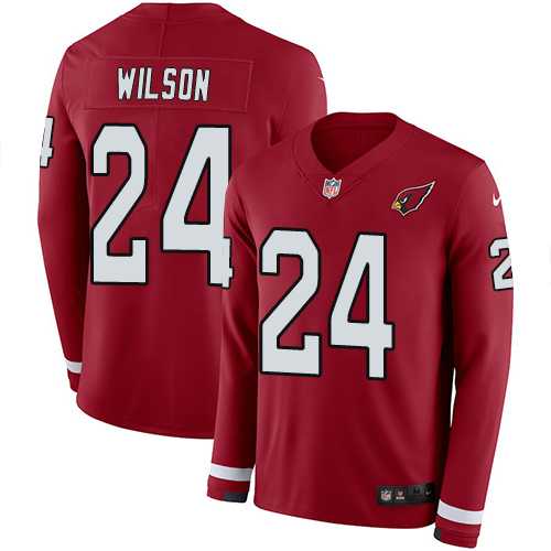 Nike Arizona Cardinals #24 Adrian Wilson Red Team Color Men's Stitched NFL Limited Therma Long Sleeve Jersey