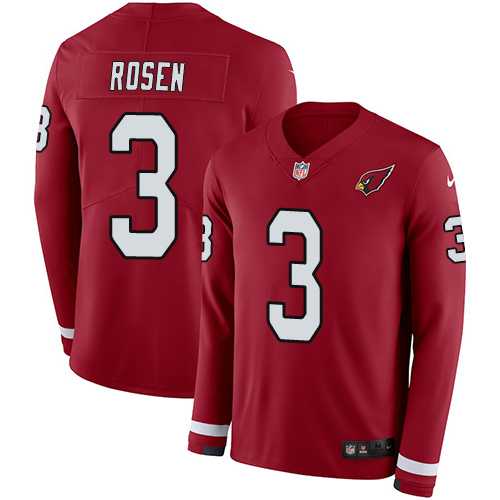 Nike Arizona Cardinals #3 Josh Rosen Red Team Color Men's Stitched NFL Limited Therma Long Sleeve Jersey