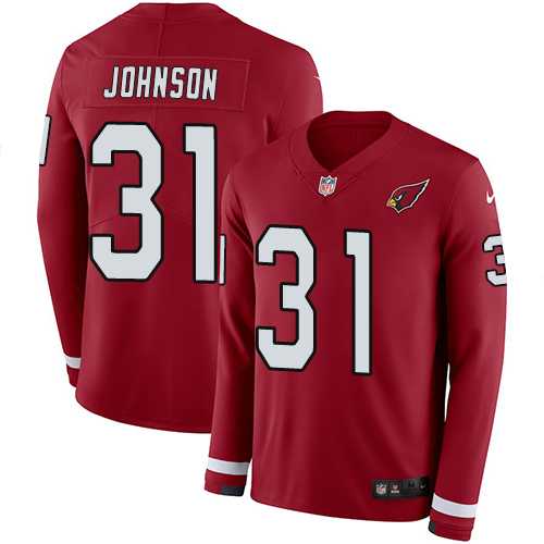 Nike Arizona Cardinals #31 David Johnson Red Team Color Men's Stitched NFL Limited Therma Long Sleeve Jersey