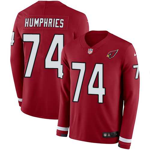 Nike Arizona Cardinals #74 D.J. Humphries Red Team Color Men's Stitched NFL Limited Therma Long Sleeve Jersey